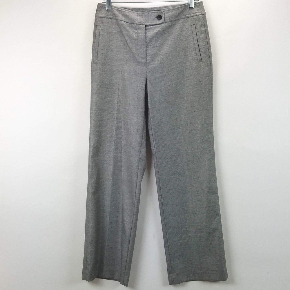 CC - Jones New York Women 4 Petite Dress Pants Black White Straight Leg Stretch